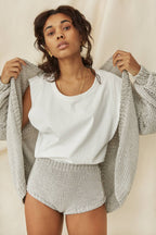 Tom Cardigan – 100 % Bomull, Silver Grey - Håndverk