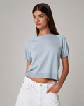 Strikket T-Shirt i Bomull og Kasjmir