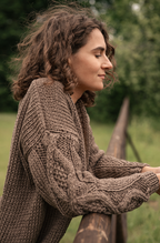 Tom Cardigan – 100 % Bomull, Taupe