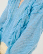 Twisted Erik Cardigan – Mohair & Silke, Sea Glass - Håndlaget