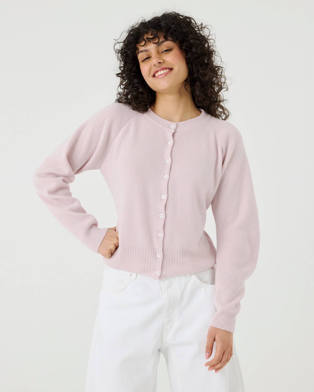 Indraja Cardigan – Ull & Kasjmir, Dusty Rose