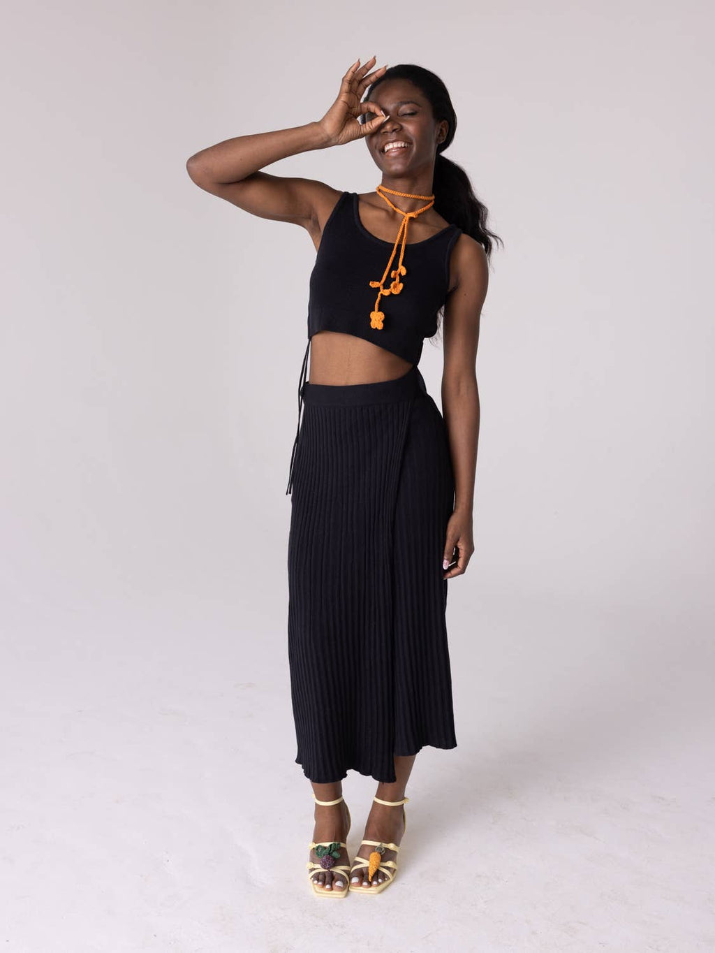 Drebulė Cropped Topp – Bomull, Svart
